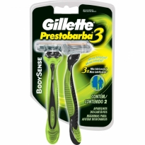 APARELHO DE BARBEAR PRESTOBARBA R GILLETTE BODY SENSE 2 UNID