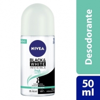 DESODORANTE ROLL-ON NIVEA INVISIBLE BLACK & WHITE FRESH ERVA DOCE 50ML