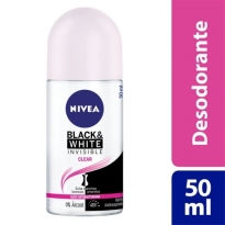 DESODORANTE ROLL-ON NIVEA INVISIBLE FOR BLACK & WHITE CLEAR 50ML