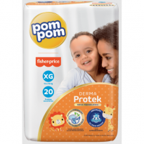 Fralda PomPom Derma Protek tamanho XG com 20 unidades