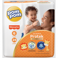 Fralda PomPom  Derma Protek tamanho G com 24 unidades