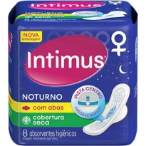 Absorvente Intimus Noturno com abas cobertura seca (Contém 8 absorventes higiênicos)