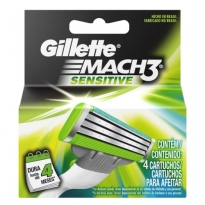 Carga Gillette Mach 3 Sensitive com 4 unidades