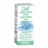 Claril (cloridrato de nafazolina 0,25mg/mL, maleato de feniramina 3mg/mL, conteúdo de 15mL)